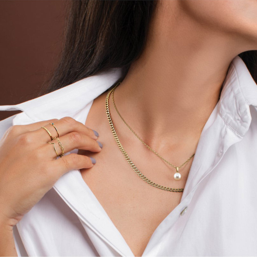 Alternate view of the 1/20 14K Gold Filled 1.9mm Flat Beaded Stack Band by The Black Bow Jewelry Co.