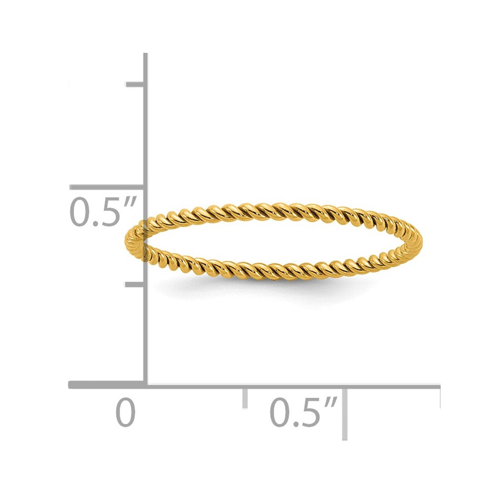 Alternate view of the 1/20 14K Gold Filled 1.2mm Twisted Stack Band by The Black Bow Jewelry Co.