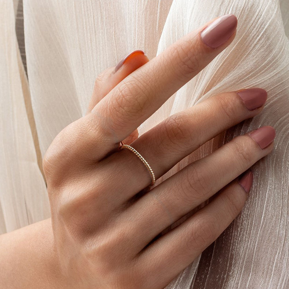 Alternate view of the 1/20 14K Gold Filled 1.2mm Twisted Stack Band by The Black Bow Jewelry Co.