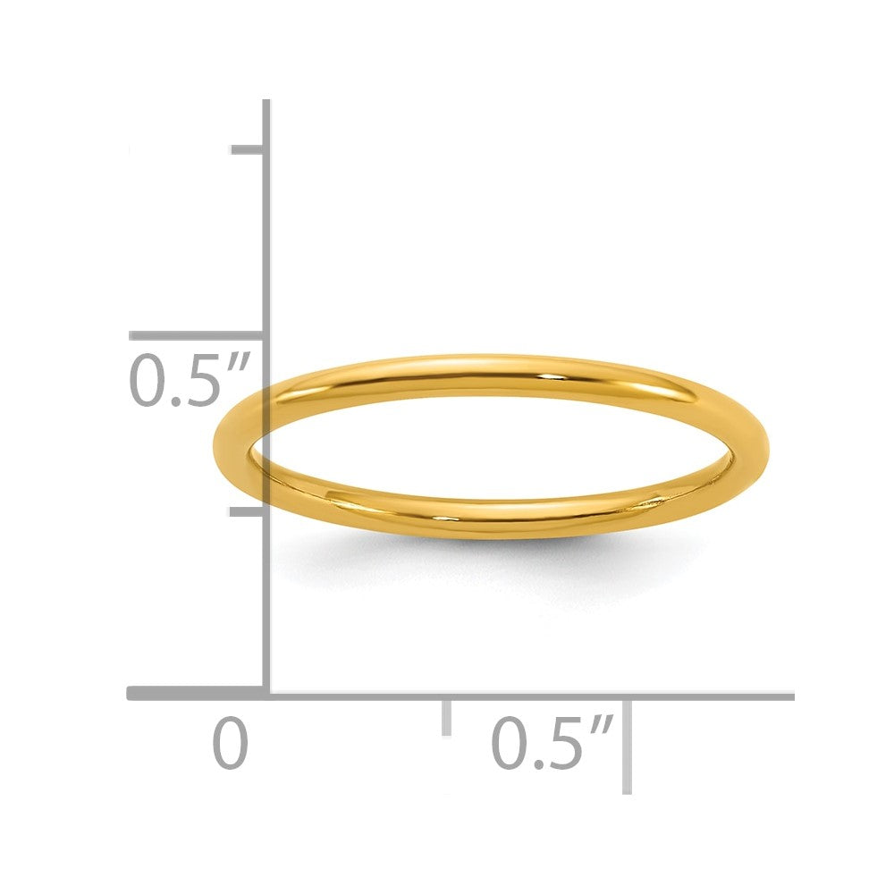 Alternate view of the 1/20 14K Gold Filled 1.5mm Polished Half Round Stack Band by The Black Bow Jewelry Co.