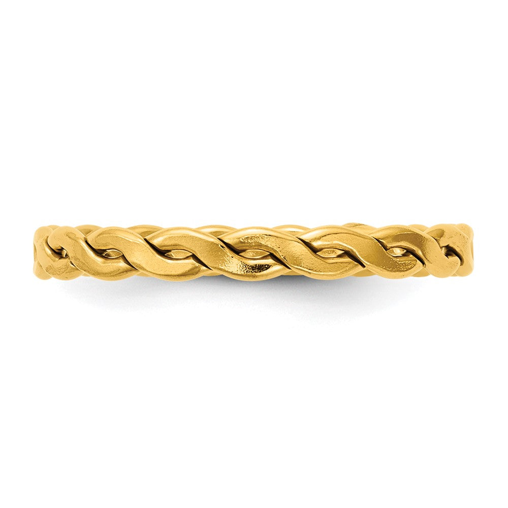 Alternate view of the 1/20 14K Gold Filled 2.4mm Polished Flat Woven Stack Band by The Black Bow Jewelry Co.