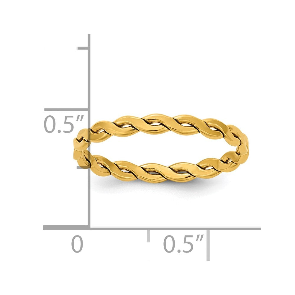 Alternate view of the 1/20 14K Gold Filled 2.4mm Polished Flat Woven Stack Band by The Black Bow Jewelry Co.