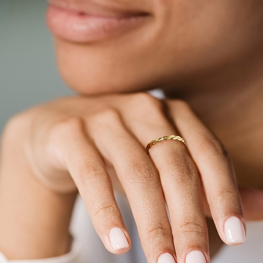 Alternate view of the 1/20 14K Gold Filled 2.4mm Polished Flat Woven Stack Band by The Black Bow Jewelry Co.