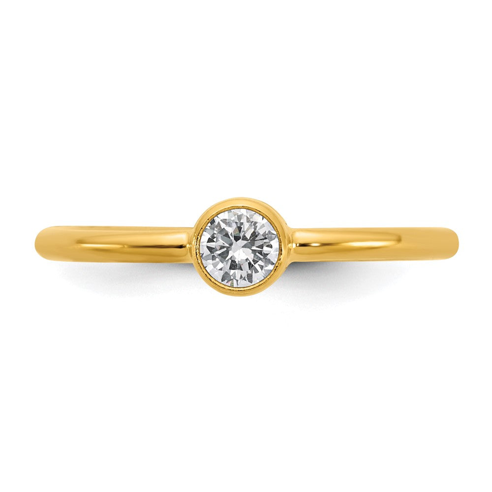 Alternate view of the 1/20 14K Gold Filled 3mm Round Cubic Zirconia Bezel Set Solitaire Ring by The Black Bow Jewelry Co.