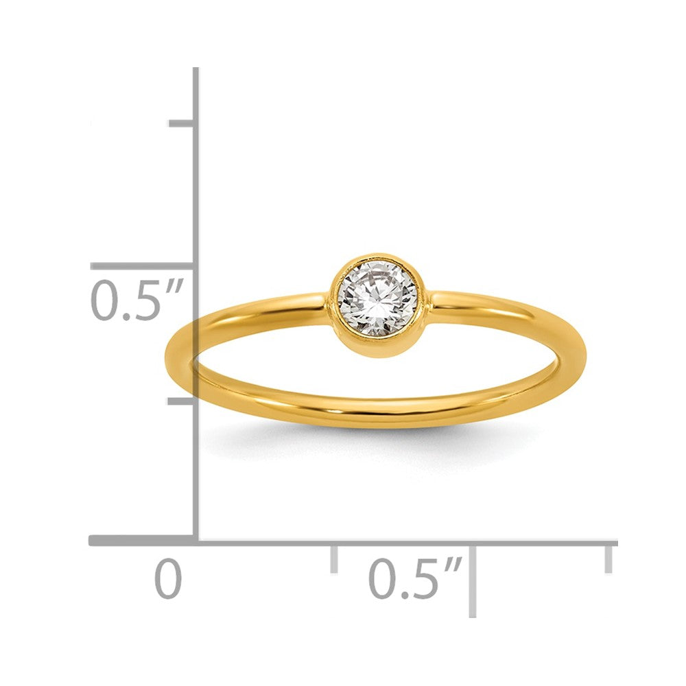 Alternate view of the 1/20 14K Gold Filled 3mm Round Cubic Zirconia Bezel Set Solitaire Ring by The Black Bow Jewelry Co.
