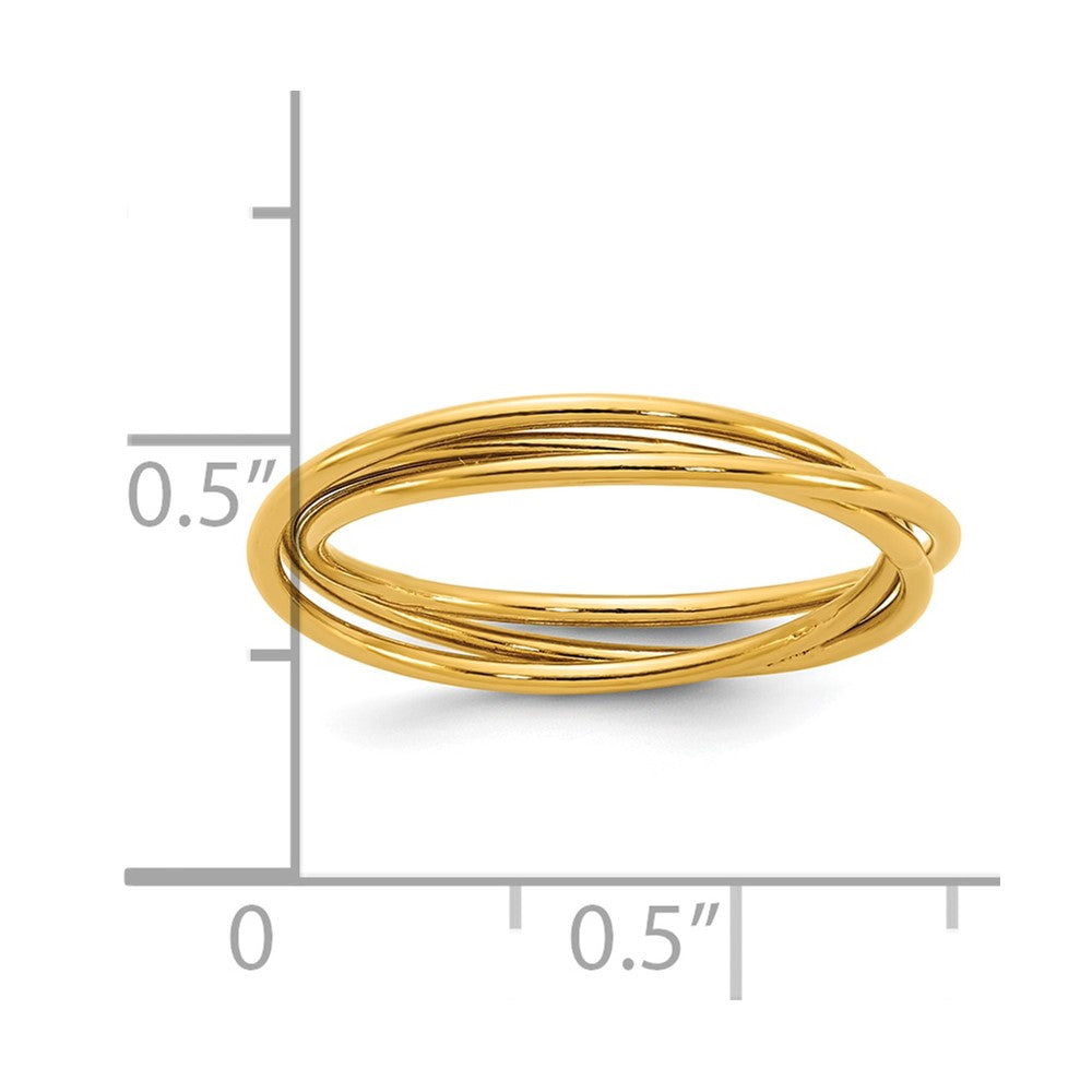 Alternate view of the 1/20 14K Gold Filled 3mm Triple Intertwined Band by The Black Bow Jewelry Co.