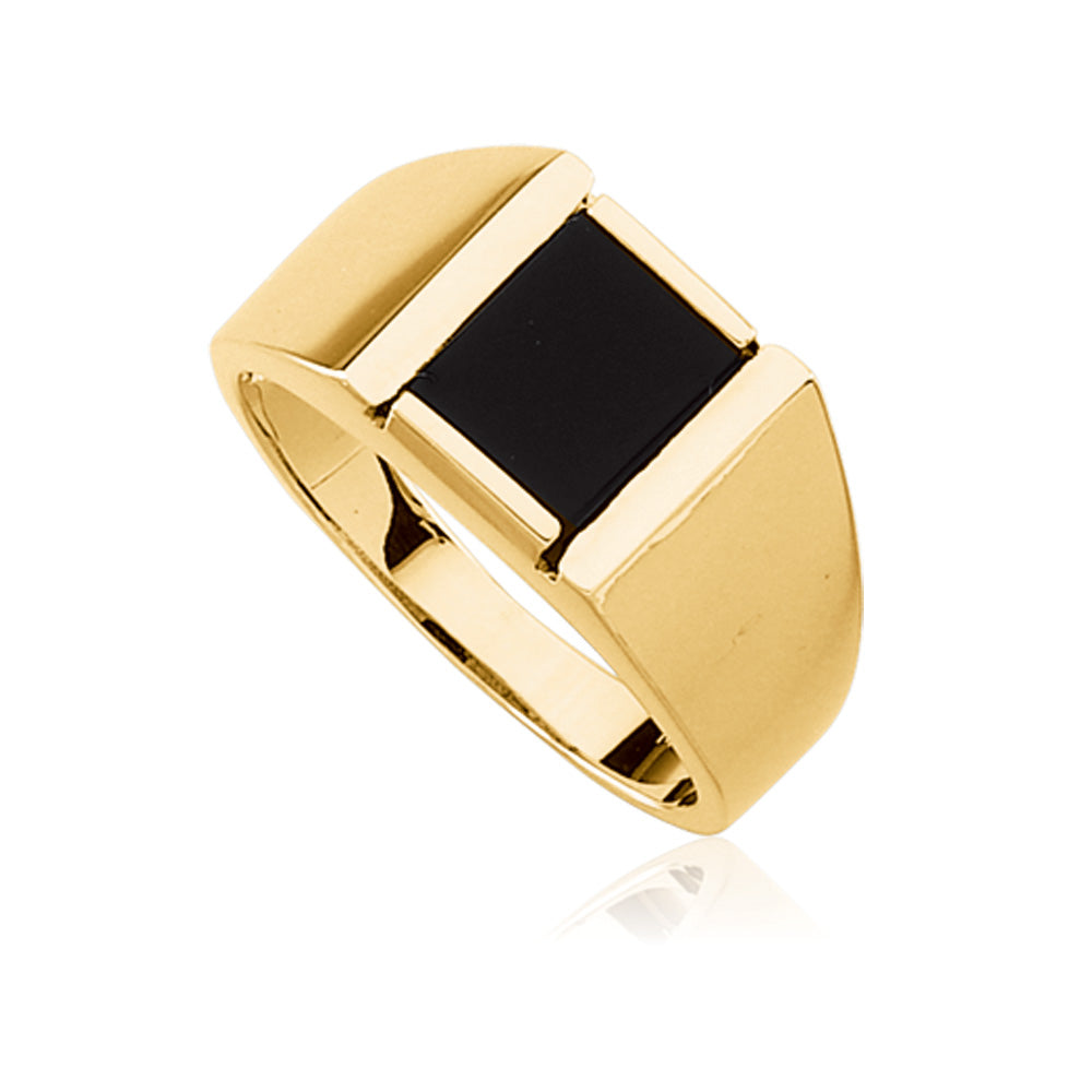 Men's Onyx and 14K Gold Tapered Ring, Item R8261 by The Black Bow Jewelry Co.