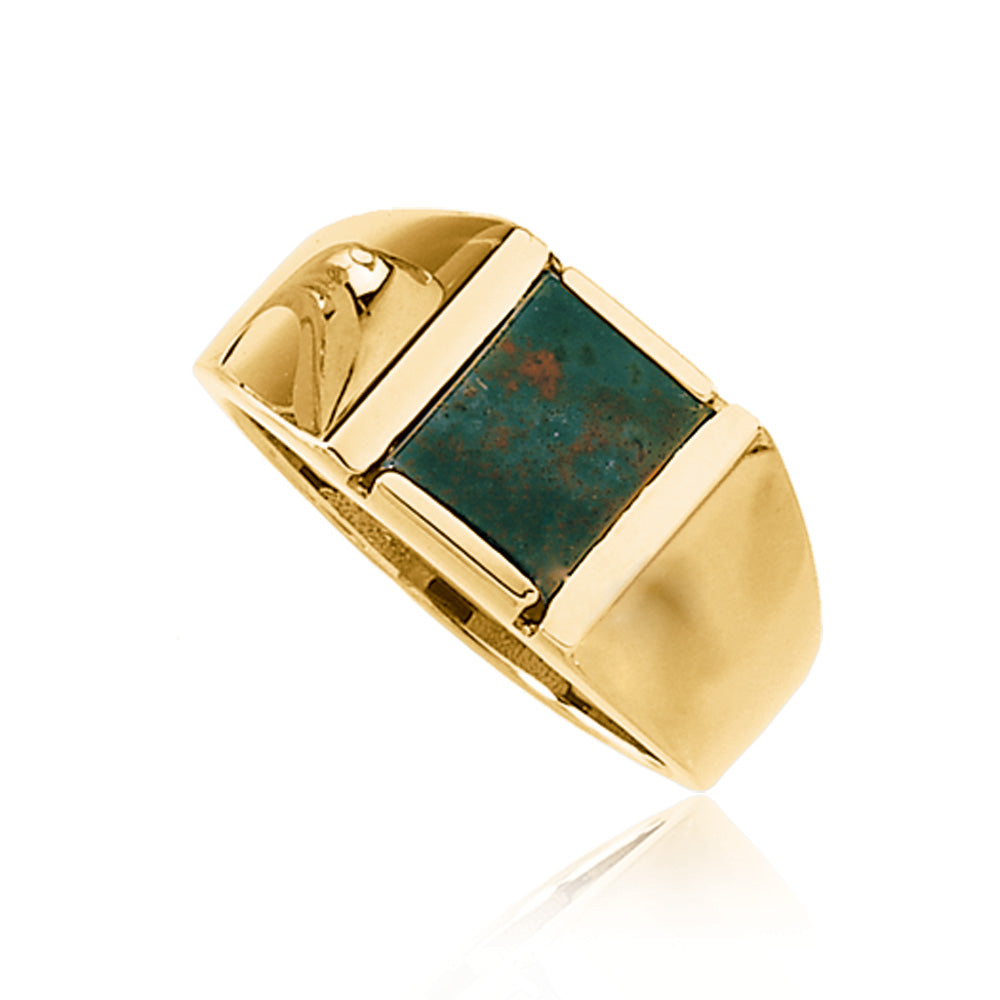 Men's Bloodstone and 14K Yellow Gold Tapered Ring, Item R8273 by The Black Bow Jewelry Co.