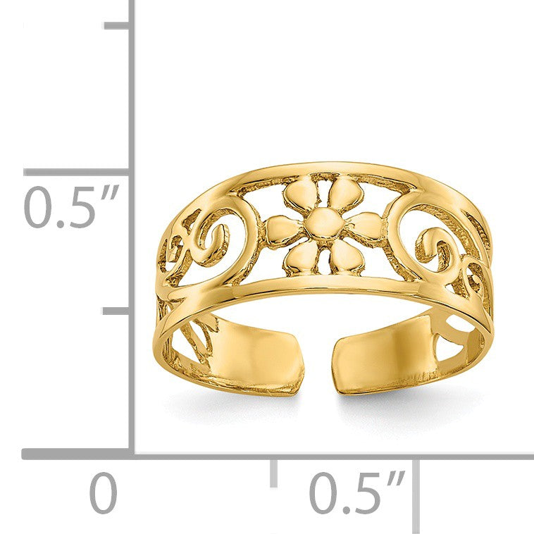 Alternate view of the Daisy Flower Toe Ring in 14 Karat Gold by The Black Bow Jewelry Co.
