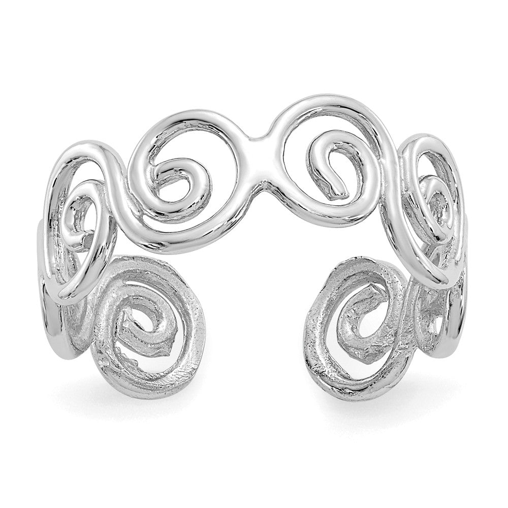 14 Karat White Gold Swirl Toe Ring - 5mm, Item R8429 by The Black Bow Jewelry Co.