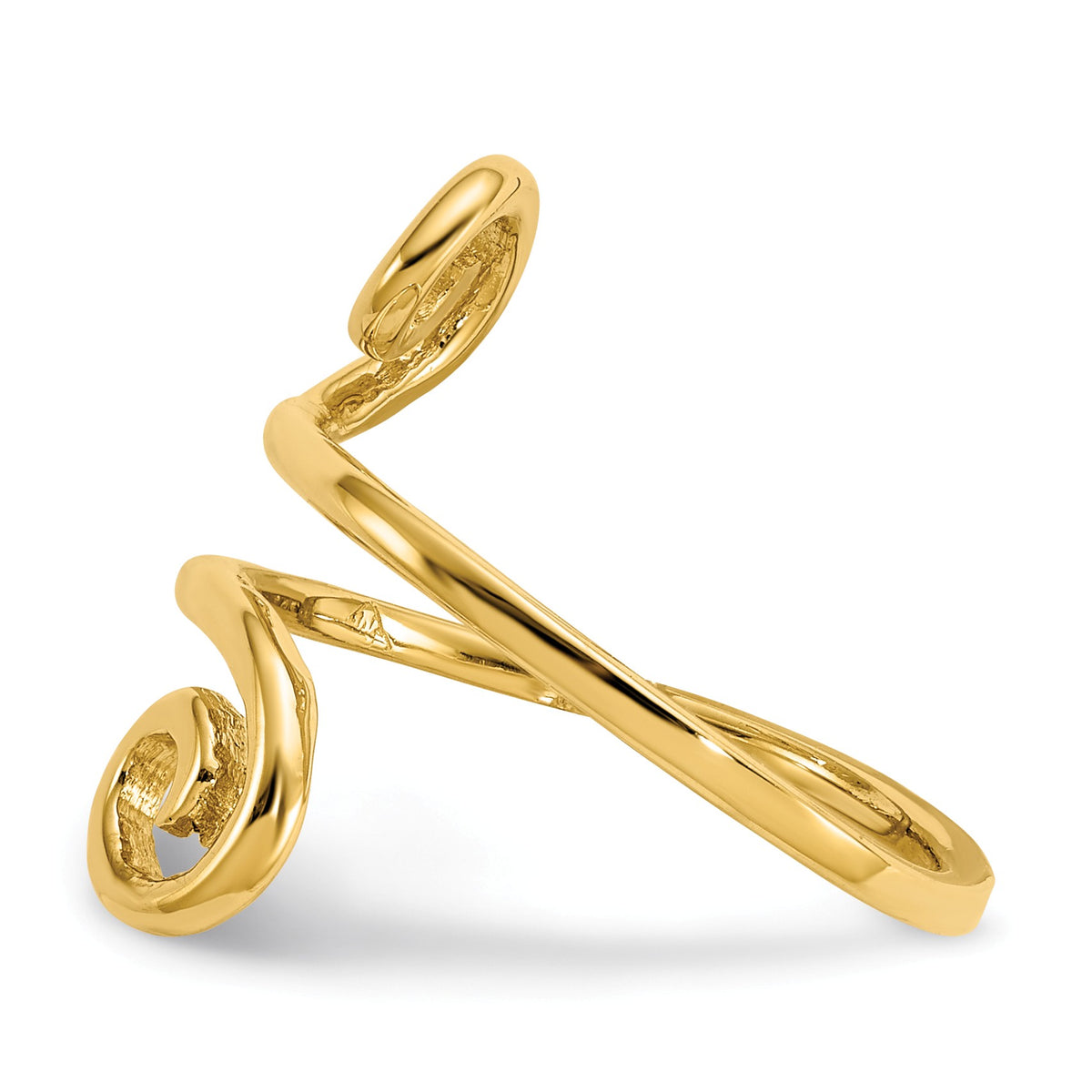 Alternate view of the Swirl Toe Ring in 14 Karat Yellow Gold - Adjustable by The Black Bow Jewelry Co.
