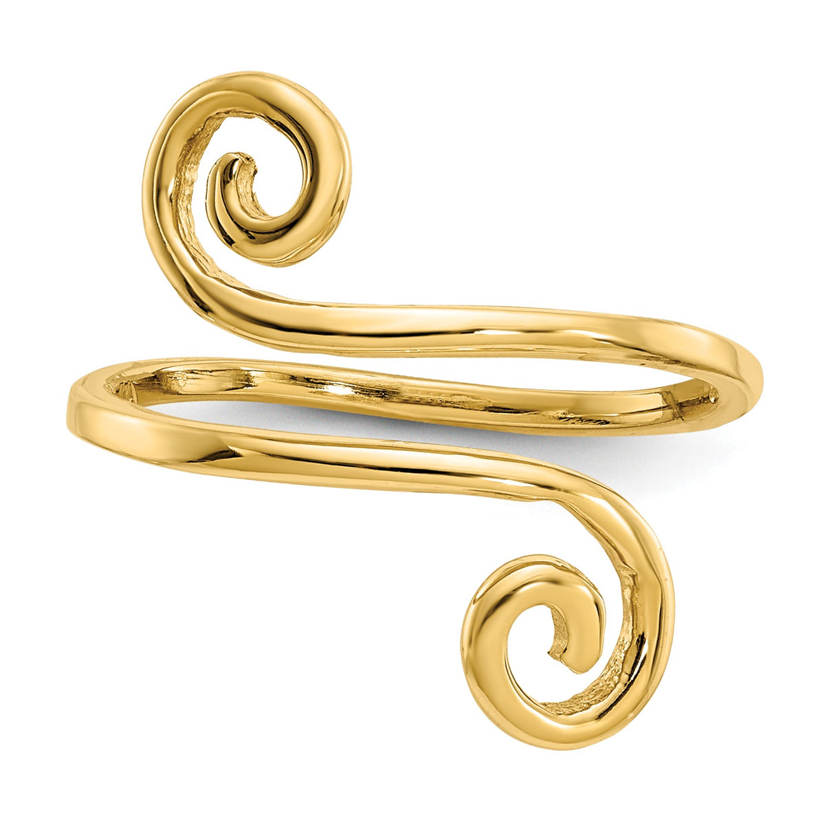 Alternate view of the Swirl Toe Ring in 14 Karat Yellow Gold - Adjustable by The Black Bow Jewelry Co.