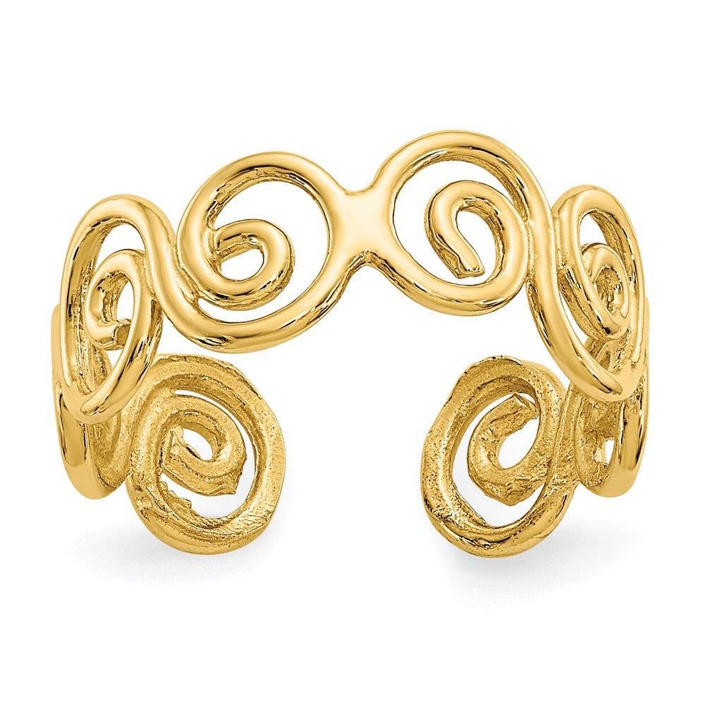 Swirl 5mm Toe Ring in 14 Karat Gold, Item R8443 by The Black Bow Jewelry Co.
