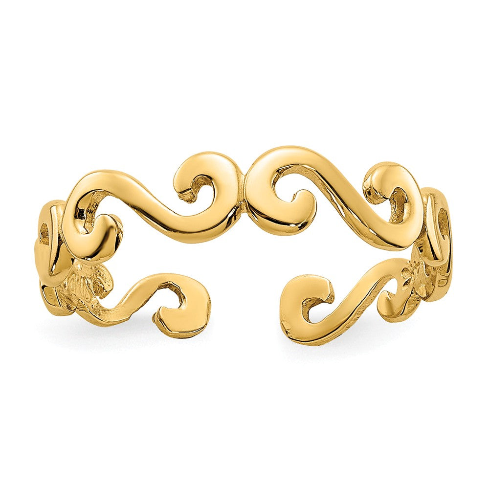 Swirl Toe Ring in 14 Karat Gold, Item R8451 by The Black Bow Jewelry Co.