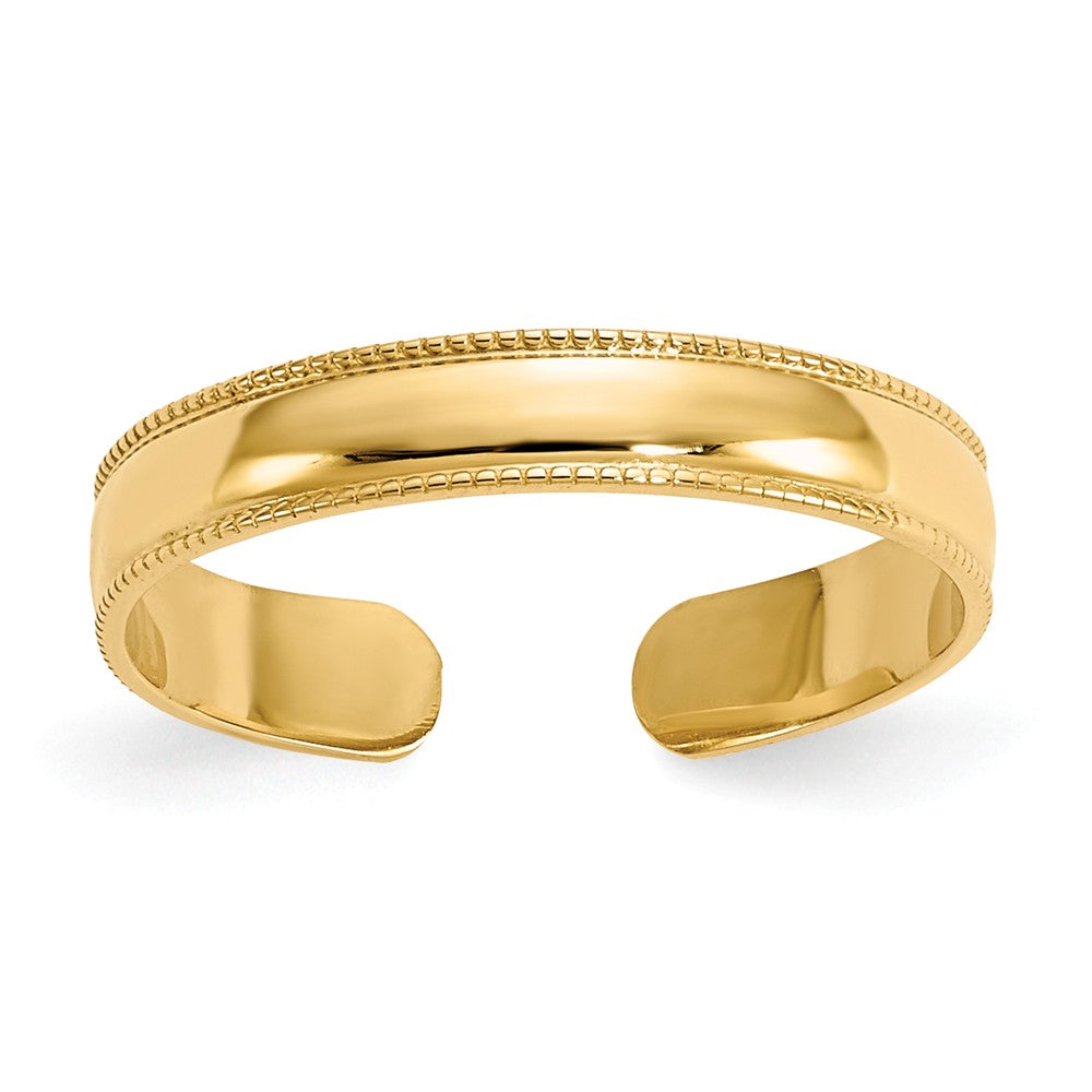 Mill Grain Toe Ring in 14 Karat Gold, Item R8455 by The Black Bow Jewelry Co.