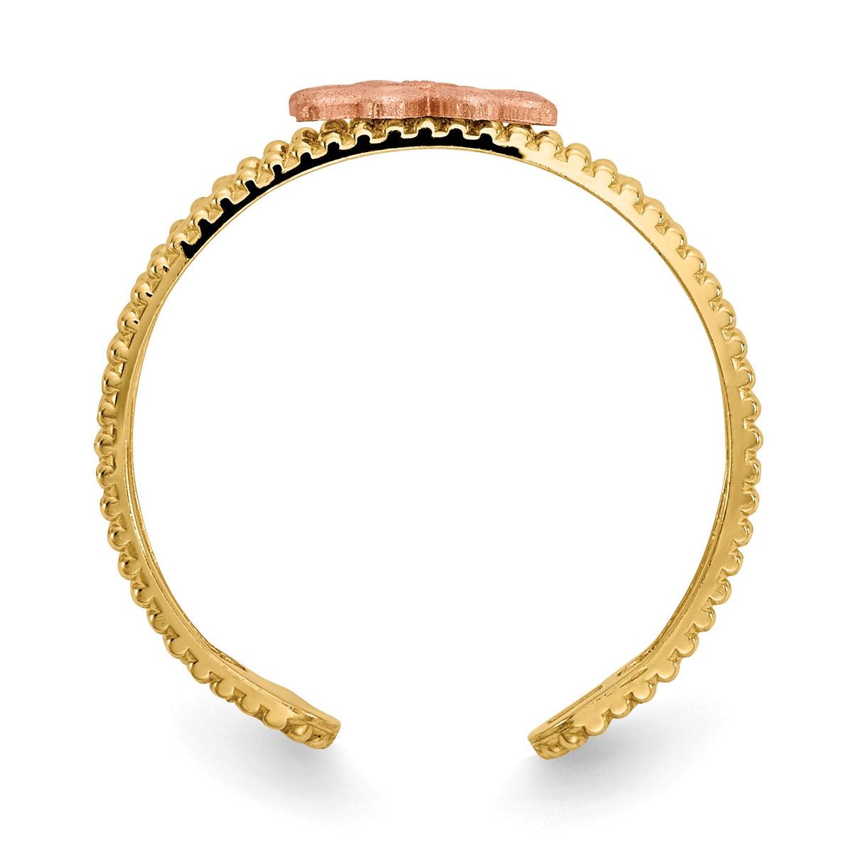 Alternate view of the Two-tone Flower Toe Ring in 14 Karat Gold by The Black Bow Jewelry Co.