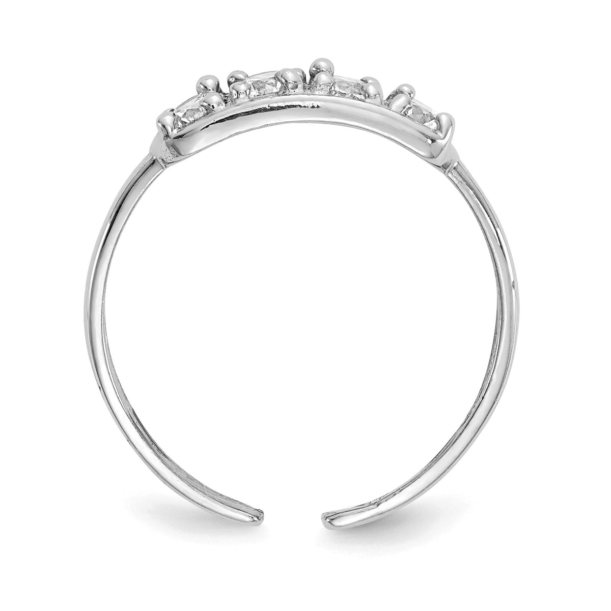Alternate view of the Cubic Zirconia Toe Ring in 14 Karat White Gold by The Black Bow Jewelry Co.