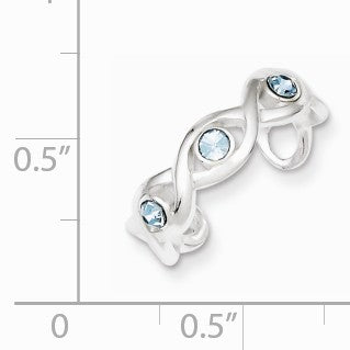 Alternate view of the 5mm Sterling Silver with Stellux Crystals Toe Ring by The Black Bow Jewelry Co.