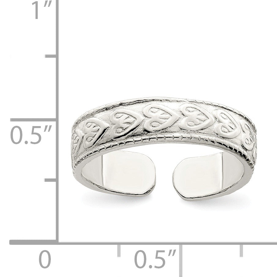 Alternate view of the Band of Hearts Toe Ring in Sterling Silver by The Black Bow Jewelry Co.