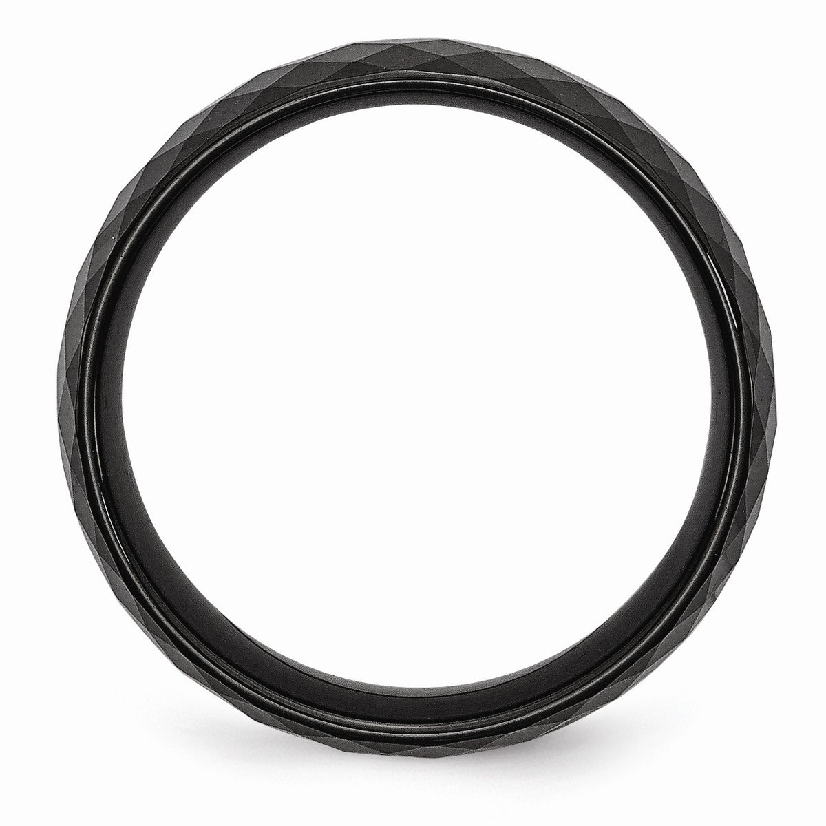 Alternate view of the Black Ceramic, 7.5mm Faceted Unisex Comfort Fit Band by The Black Bow Jewelry Co.