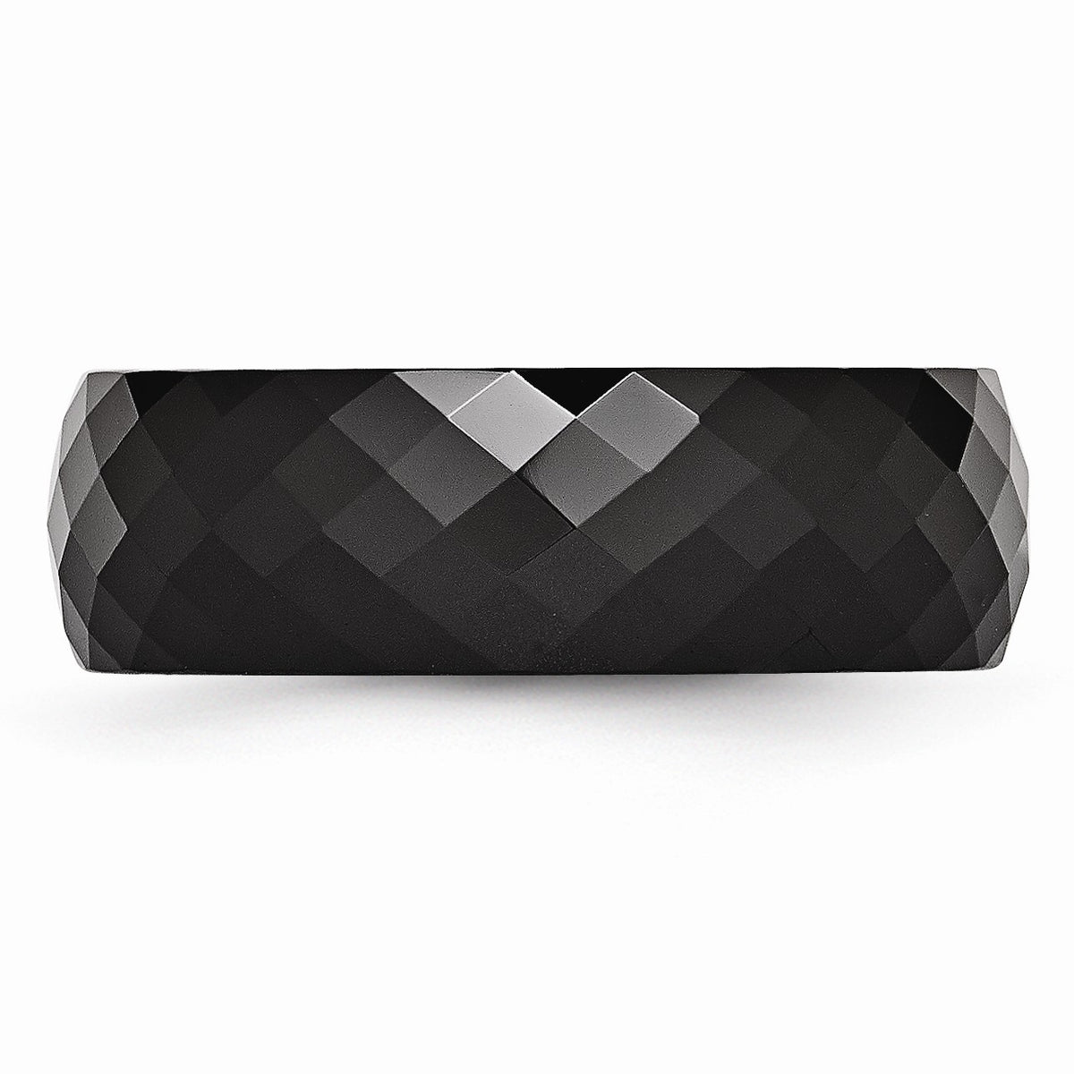 Alternate view of the Black Ceramic, 7.5mm Faceted Unisex Comfort Fit Band by The Black Bow Jewelry Co.