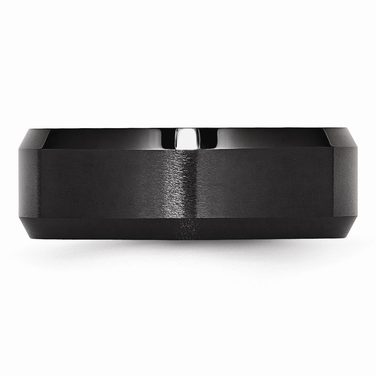 Alternate view of the Black Ceramic, 8mm Beveled Edge Unisex Comfort Fit Band by The Black Bow Jewelry Co.