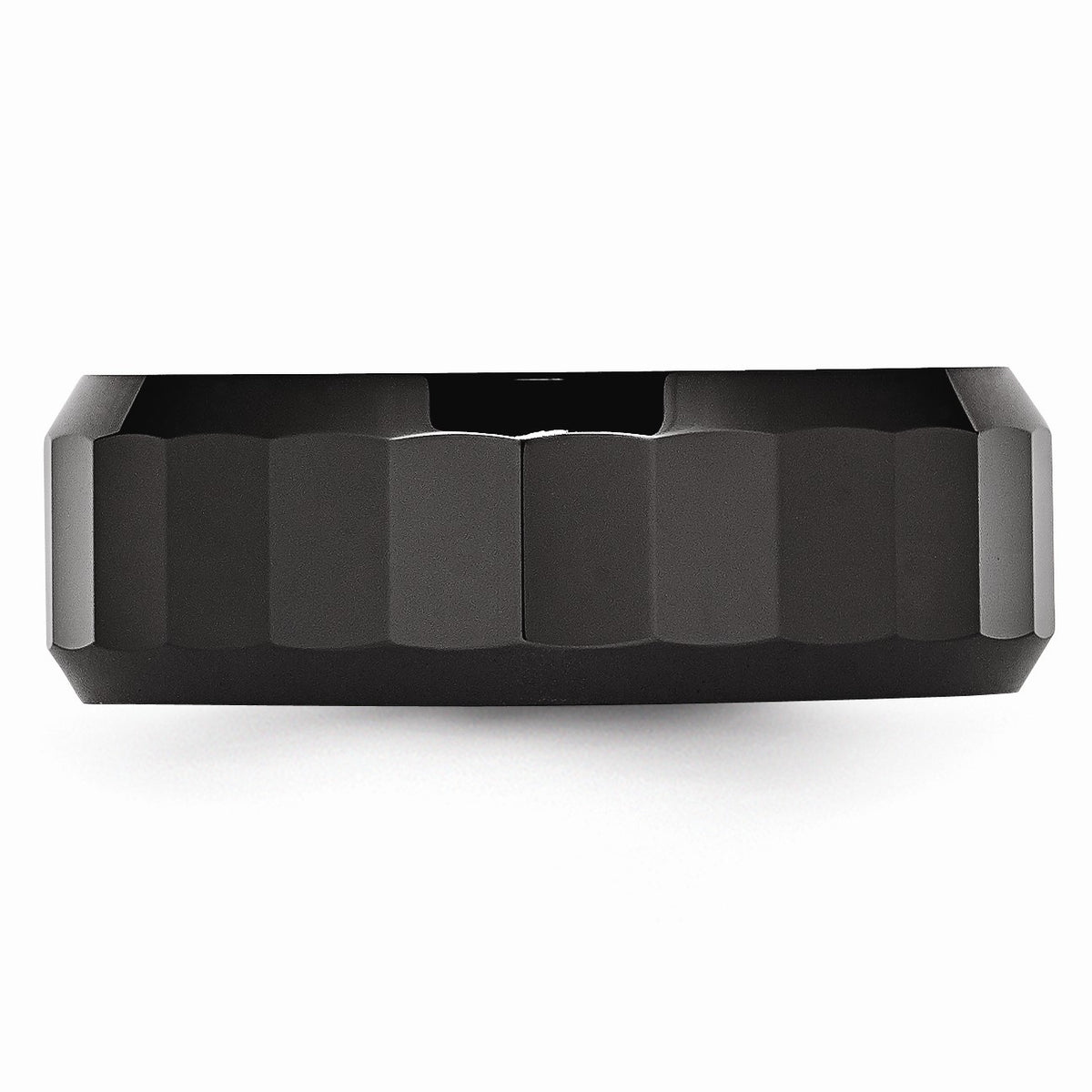 Alternate view of the Black Ceramic, 8mm Faceted Unisex Comfort Fit Band - Size 6 by The Black Bow Jewelry Co.