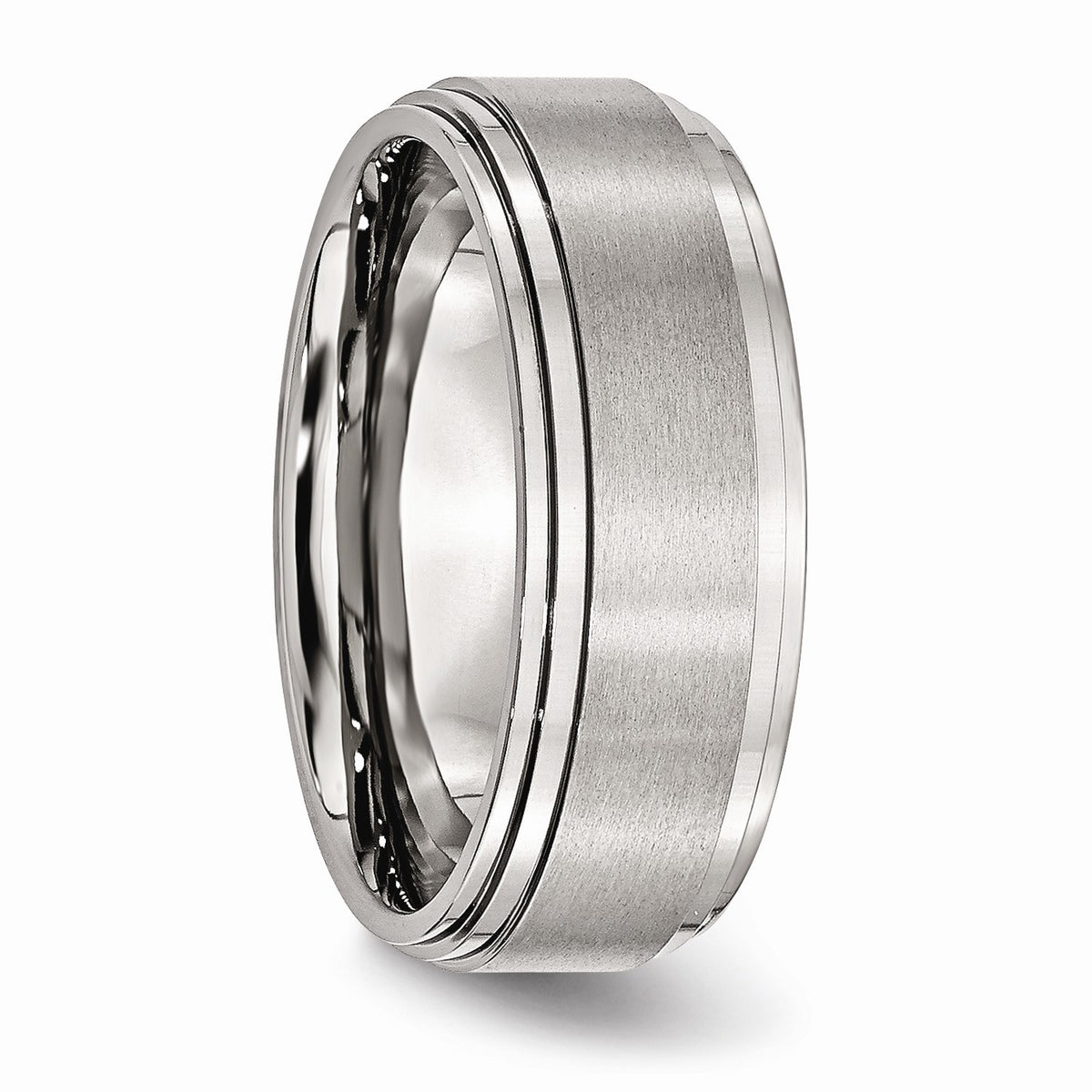 Alternate view of the Stainless Steel, 8mm Unisex Dual Finished Comfort Fit Band by The Black Bow Jewelry Co.