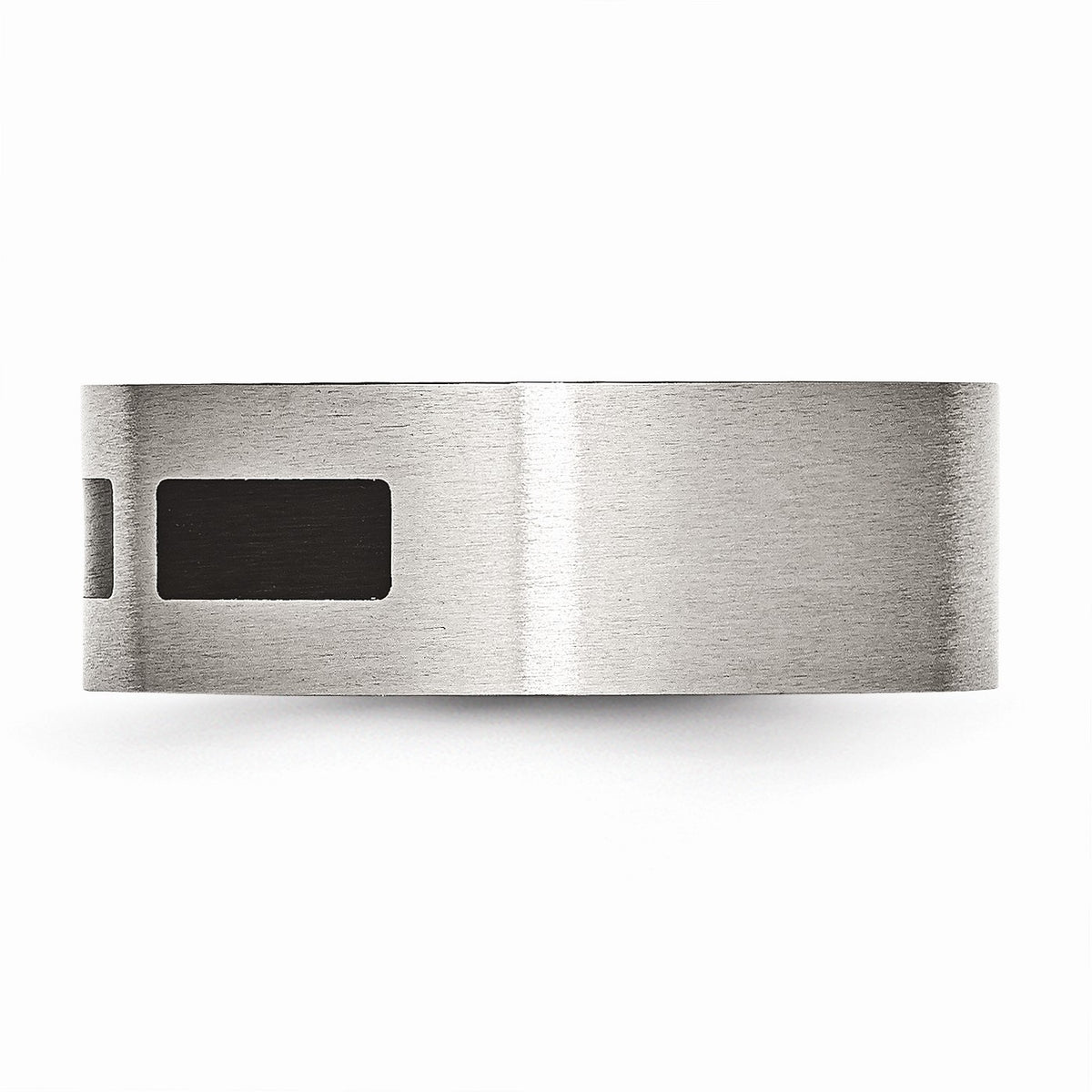 Alternate view of the Stainless Steel & Black Rubber, 8mm Satin Standard Fit Band, Size 6 by The Black Bow Jewelry Co.