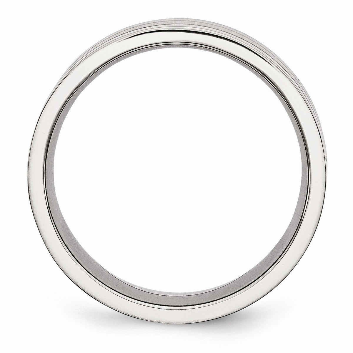 Alternate view of the Stainless Steel, 8mm Flat Grooved Unisex Comfort Fit Band by The Black Bow Jewelry Co.