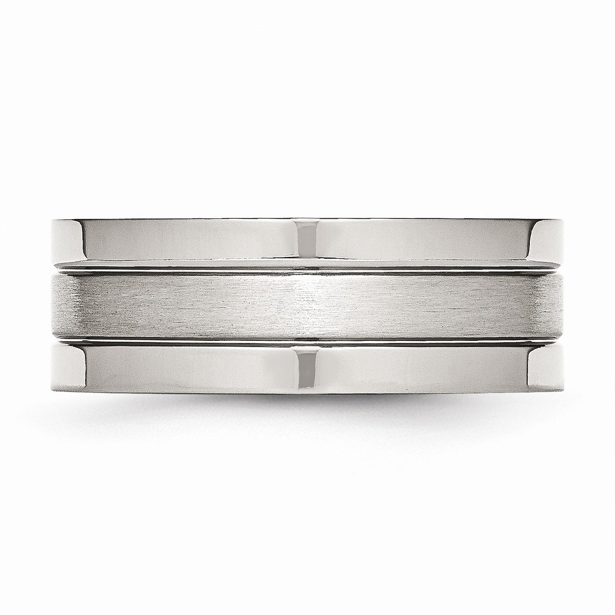 Alternate view of the Stainless Steel, 8mm Flat Grooved Unisex Comfort Fit Band, Size 6 by The Black Bow Jewelry Co.