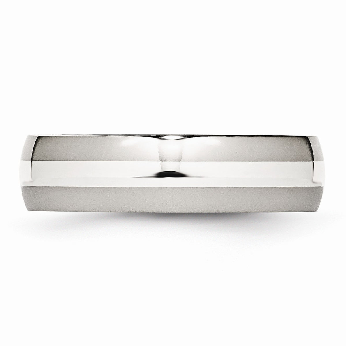 Alternate view of the Stainless Steel & Sterling Silver Inlay, 6mm Unisex Comfort Fit Band by The Black Bow Jewelry Co.