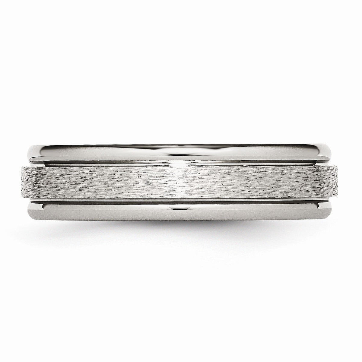 Alternate view of the Titanium, 6mm Grooved Edge Unisex Comfort Fit Band - Size 6 by The Black Bow Jewelry Co.