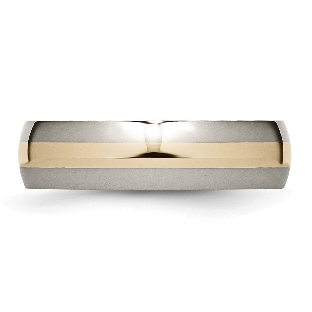 Alternate view of the Titanium and 14K Gold Inlay, 6mm Unisex Band - Size 6 by The Black Bow Jewelry Co.
