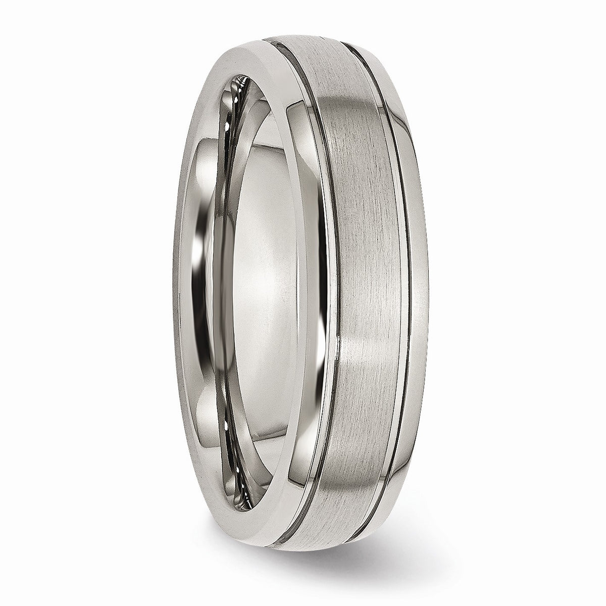 Alternate view of the Titanium, 6mm Dual Finish Comfort Fit Unisex Band - Size 6 by The Black Bow Jewelry Co.