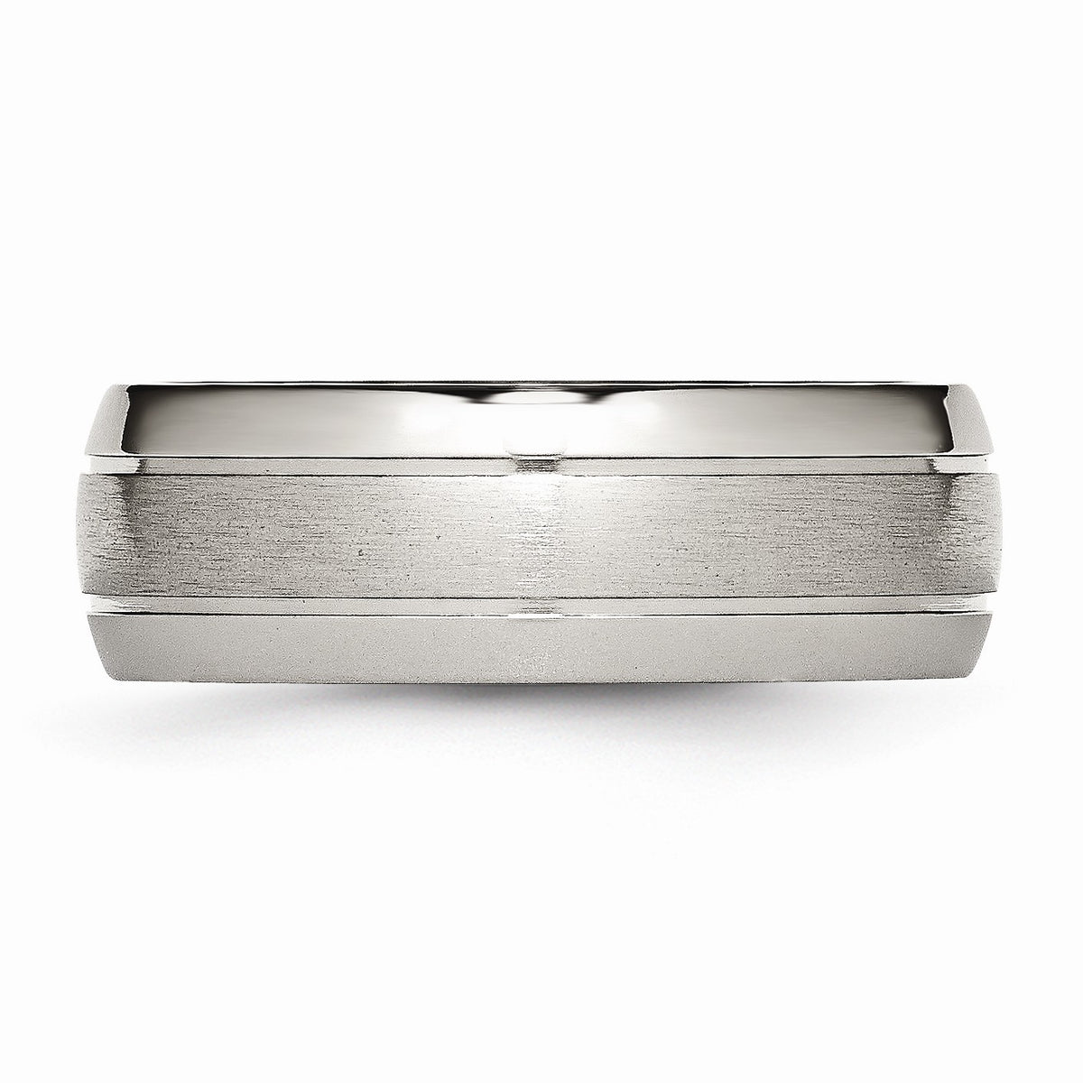 Alternate view of the Titanium, 8mm Multi Finish and Grooved Comfort Fit Band by The Black Bow Jewelry Co.