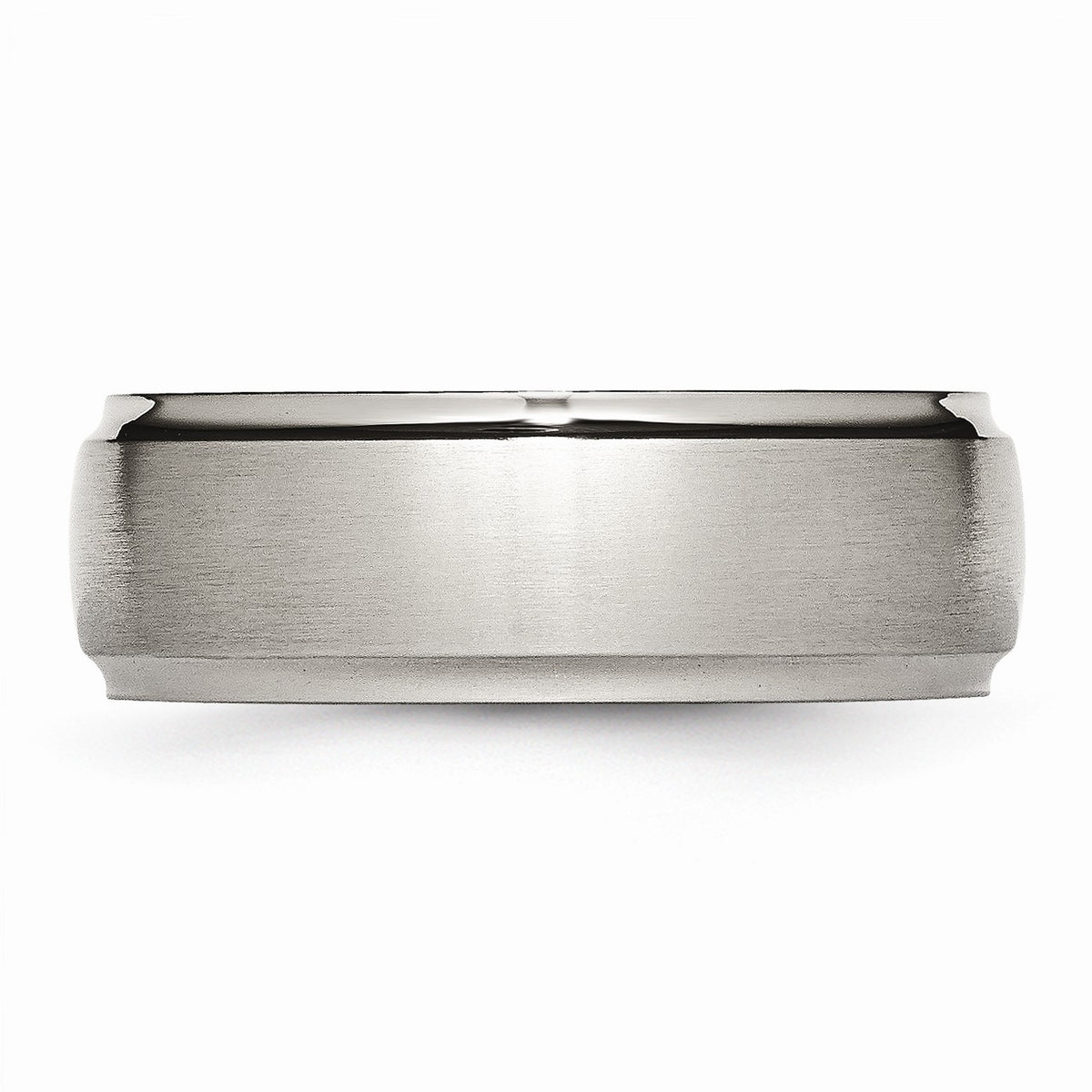 Alternate view of the Titanium, 8mm Comfort Fit Ridged Edge Band - Size 8 by The Black Bow Jewelry Co.
