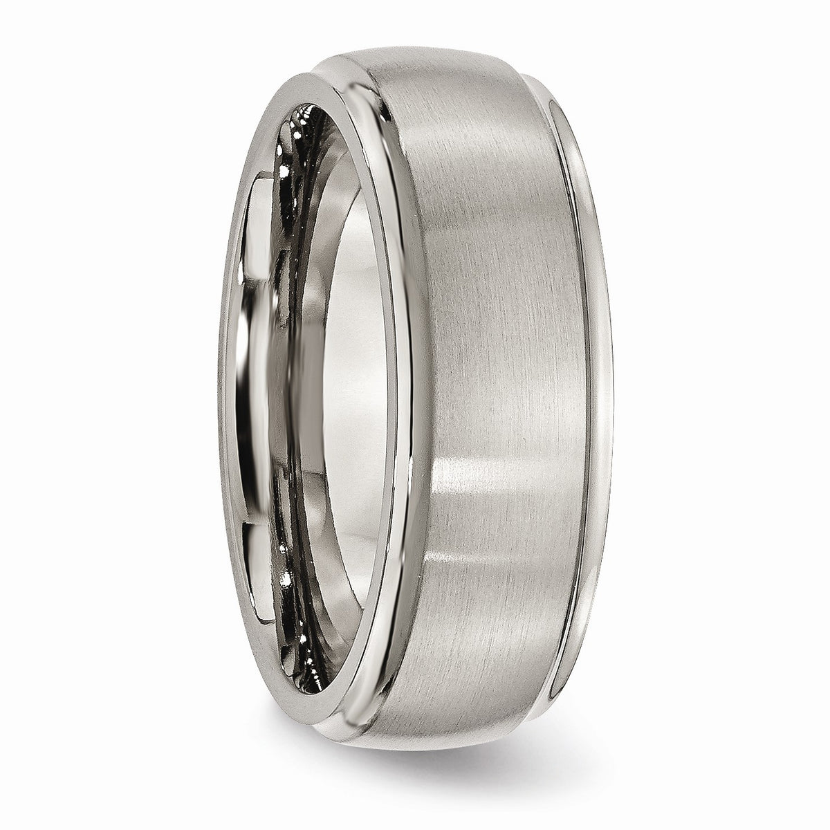 Alternate view of the Titanium, 8mm Comfort Fit Ridged Edge Band - Size 8 by The Black Bow Jewelry Co.