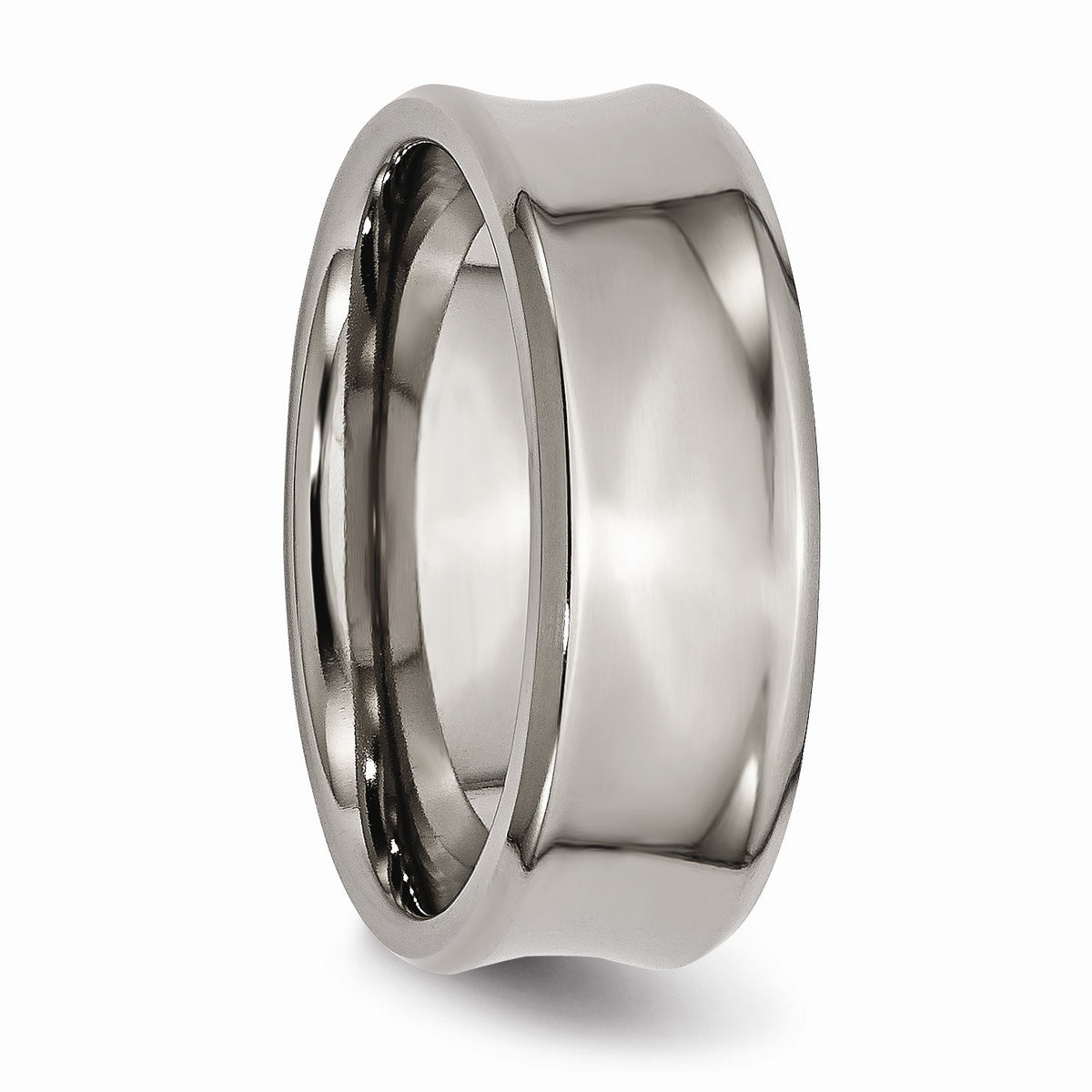 Alternate view of the Titanium, 8mm Concave and Beveled Edge Band - Size 8 by The Black Bow Jewelry Co.