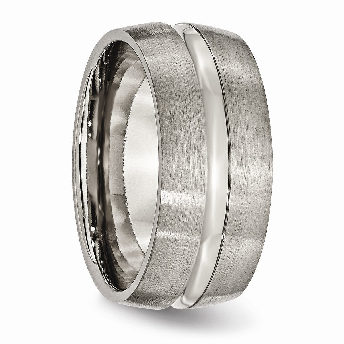 Alternate view of the Titanium, 10mm Center Grooved Band by The Black Bow Jewelry Co.