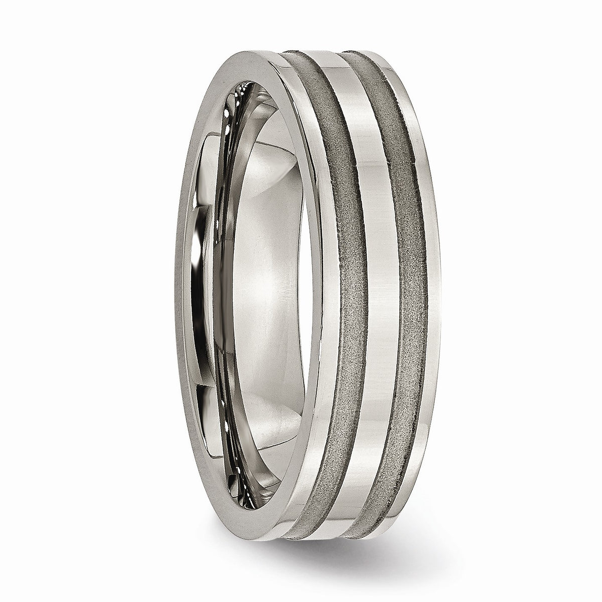 Alternate view of the Titanium, 6mm Dual Finished Unisex Standard Fit Band by The Black Bow Jewelry Co.