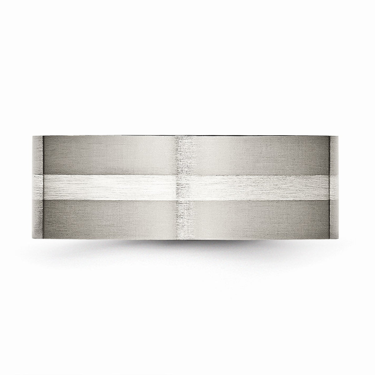 Alternate view of the Titanium & Sterling Silver Inlay, 8mm Satin Flat Comfort Fit Band by The Black Bow Jewelry Co.