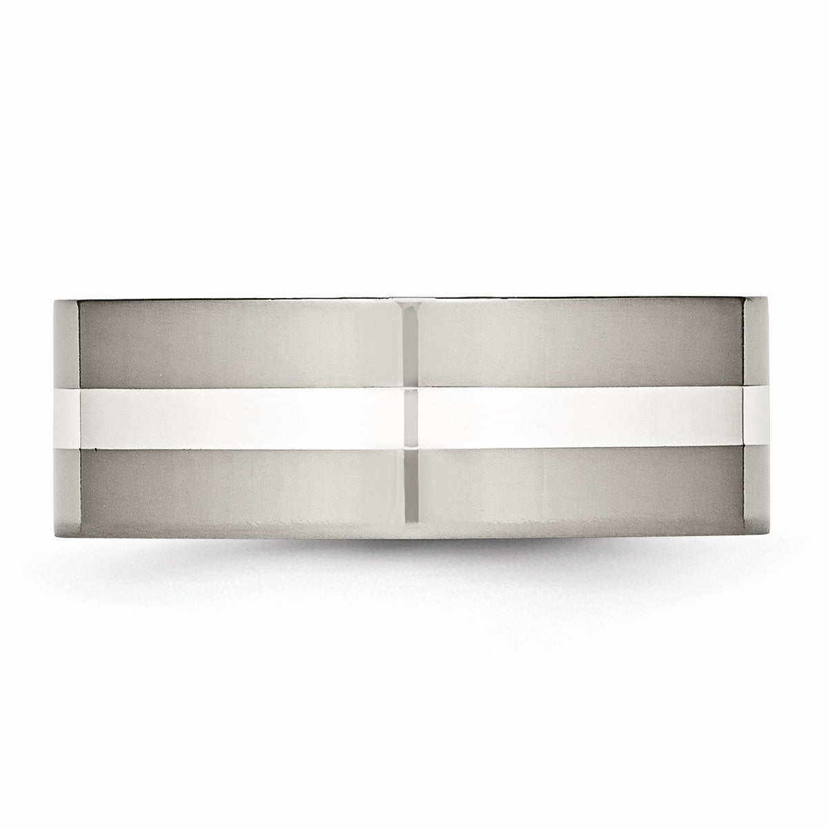 Alternate view of the Titanium & Sterling Silver, 8mm Polished Flat Comfort Fit Band, Size 6 by The Black Bow Jewelry Co.