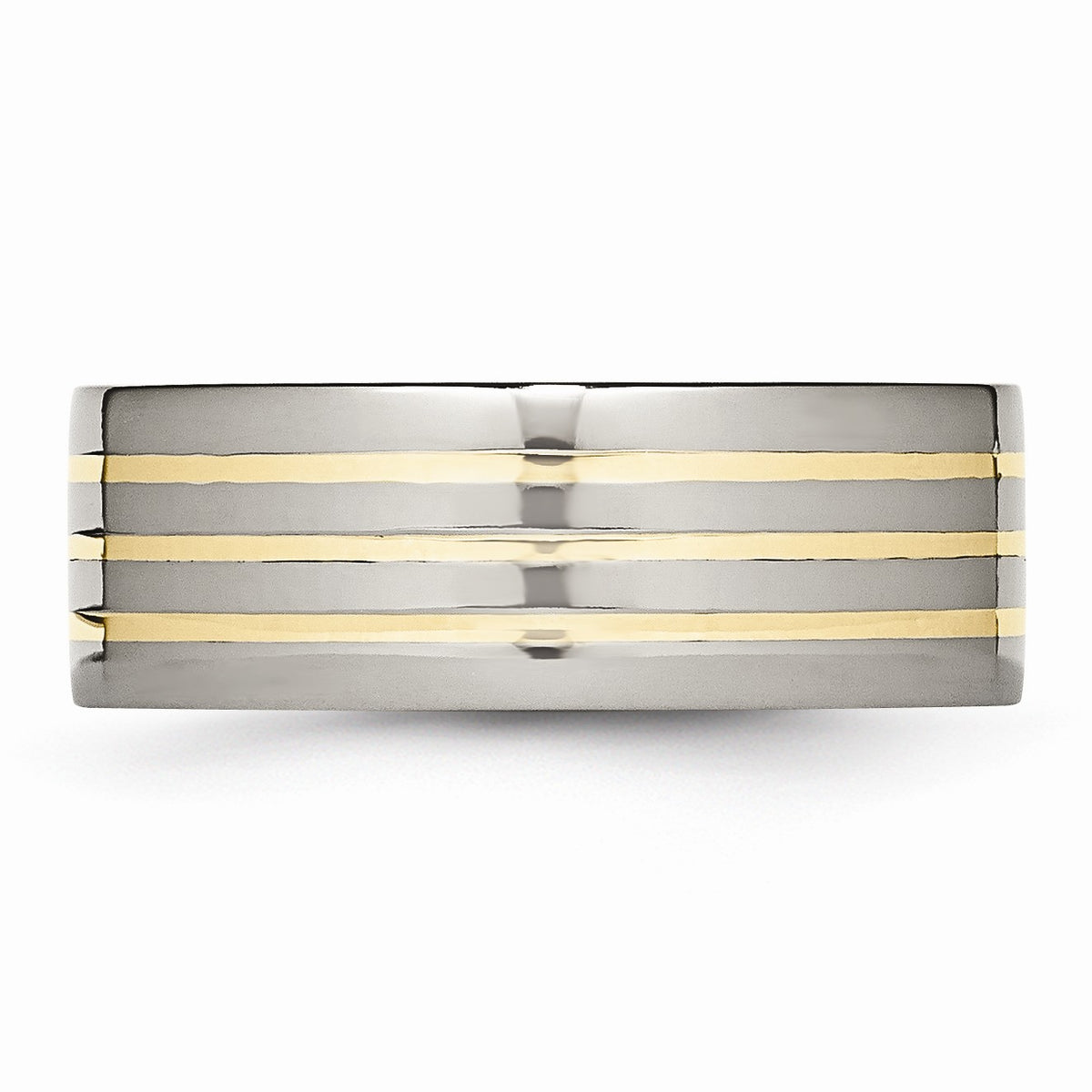 Alternate view of the Titanium and 14K Gold, 8mm Flat Unisex Comfort Fit Band, Size 6 by The Black Bow Jewelry Co.