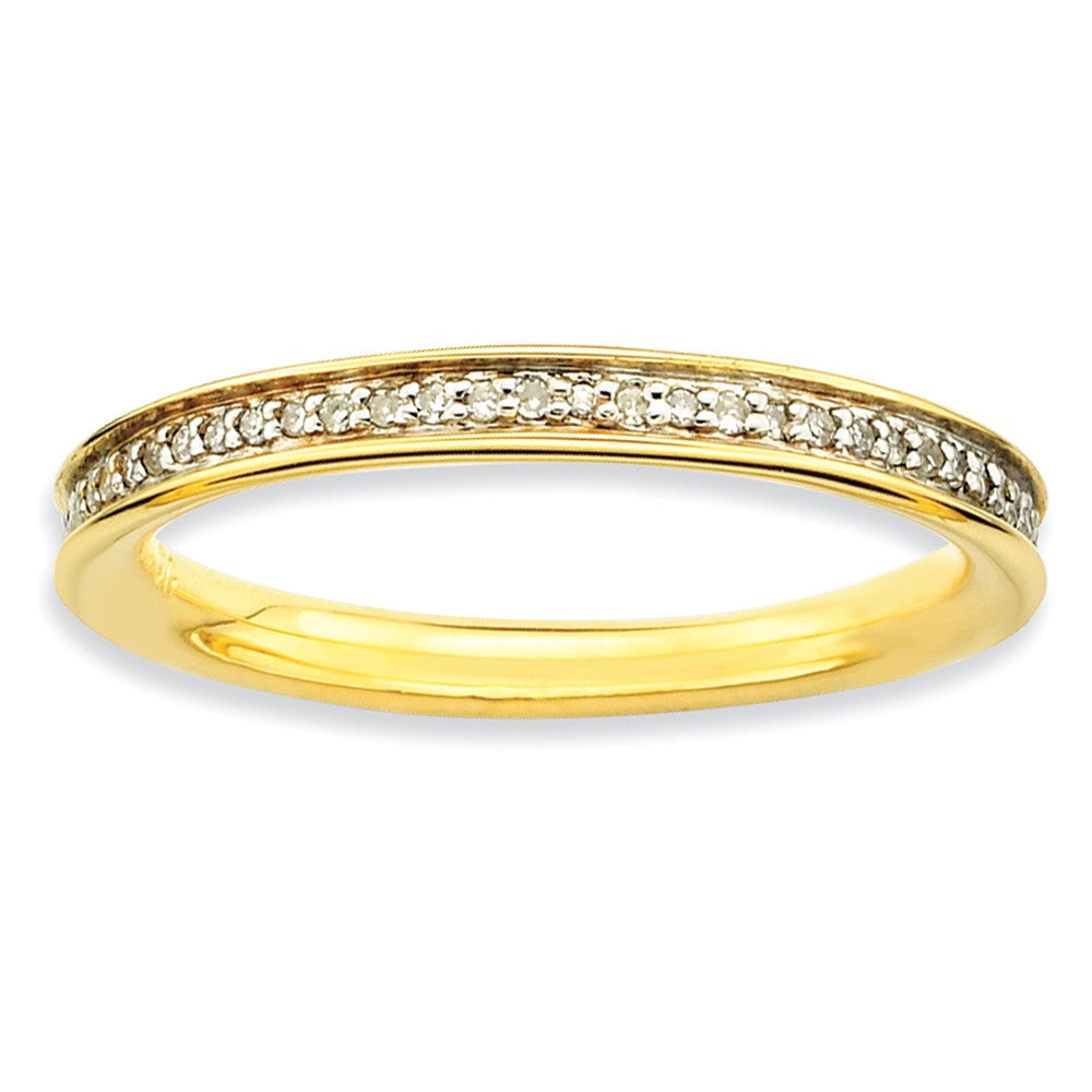 2.25mm 14K Gold Plated Silver Stackable 1/5 Cttw HI/I3 Diamond Band, Item R8758 by The Black Bow Jewelry Co.