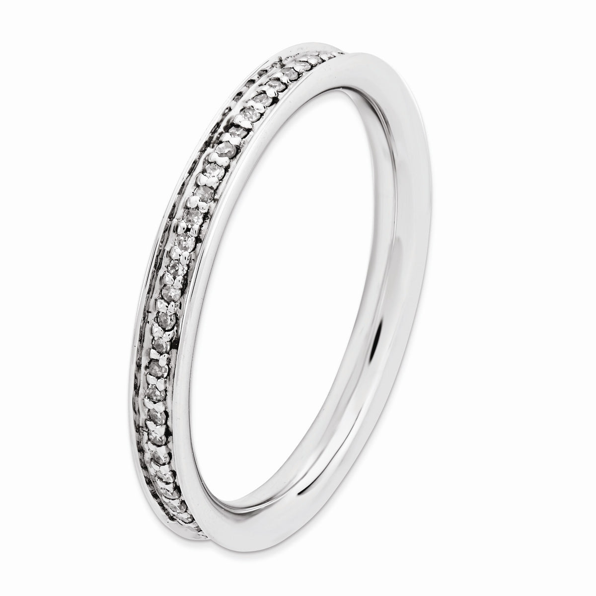 Alternate view of the 2.25mm Stackable Sterling Silver .195 Ctw HI/I3 Diamond Band Size 5 by The Black Bow Jewelry Co.