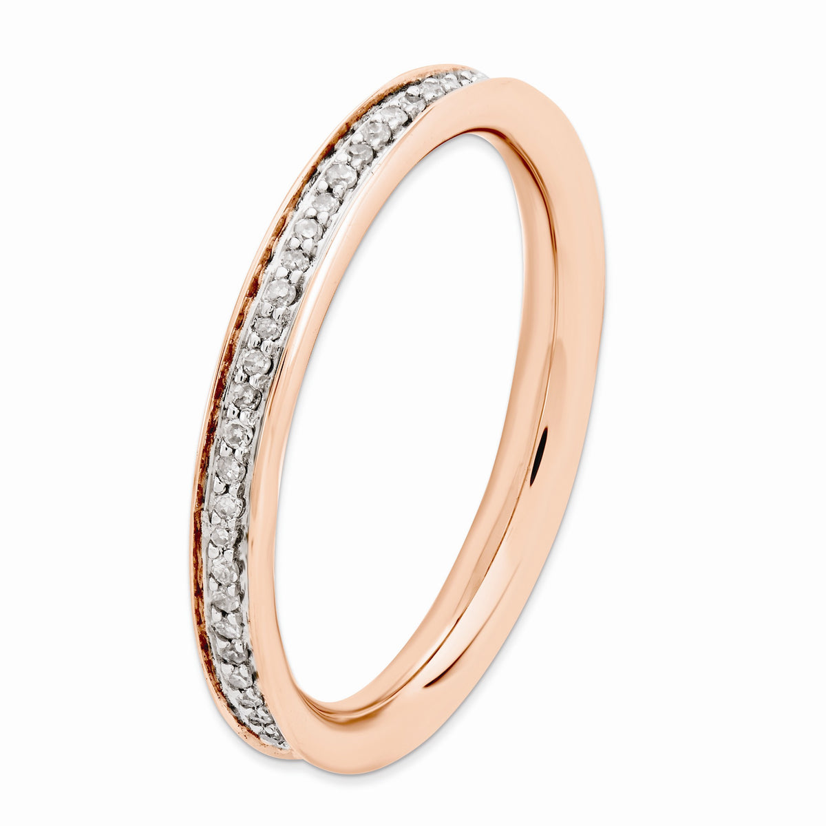 Alternate view of the 2.25mm Rose Gold & Silver Stackable .195 Ctw HI/I3 Diamond Band Sz 5 by The Black Bow Jewelry Co.
