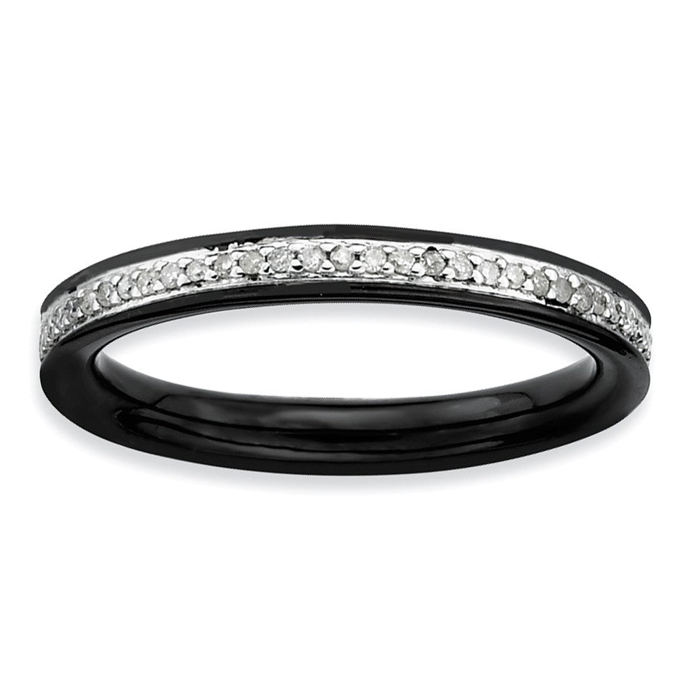 2.25mm Black Plated Sterling Stackable 1/5 Cttw HI/I3 Diamond Band, Item R8761 by The Black Bow Jewelry Co.