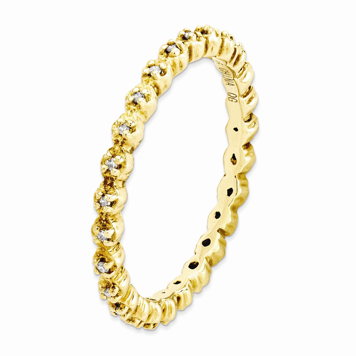 Alternate view of the 14K Gold & Silver Stackable .08 Cttw HI/I3 Diamond 2.25mm Band Sz 5 by The Black Bow Jewelry Co.