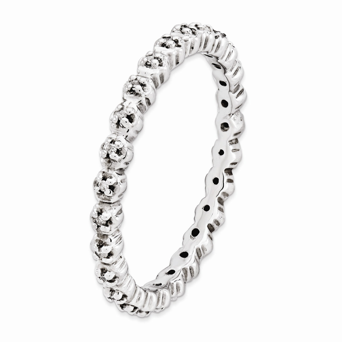Alternate view of the Sterling Silver Stackable 1/15 Cttw HI/I3 Diamond 2.25mm Band by The Black Bow Jewelry Co.